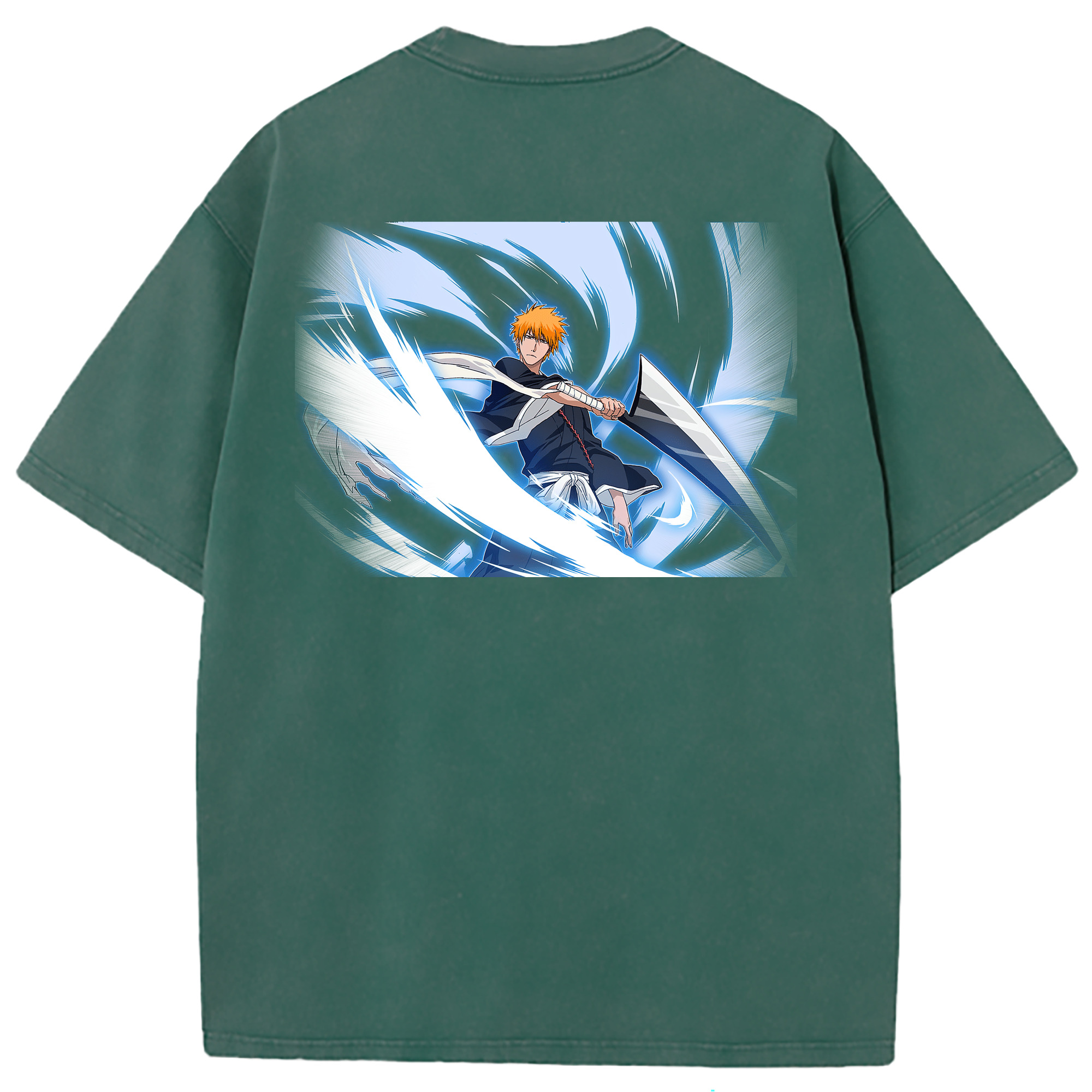（画像用） ブリーチ 黒崎一護（くろさき いちご）BLEACH Kurosaki Ichigo 綿100% ヴィンテージ風 半袖Tシャツ（背面プリント）